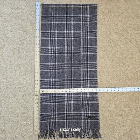 NWOT Cashmere J. Crew Collection Grey Plaid Scarf - Picture 4 of 8